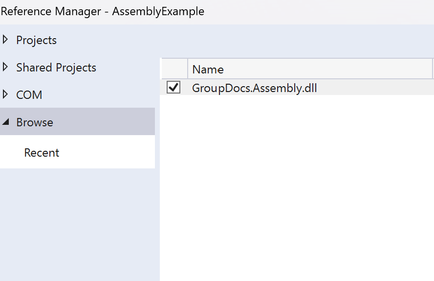 Browse for the GroupDocs.Assembly assembly