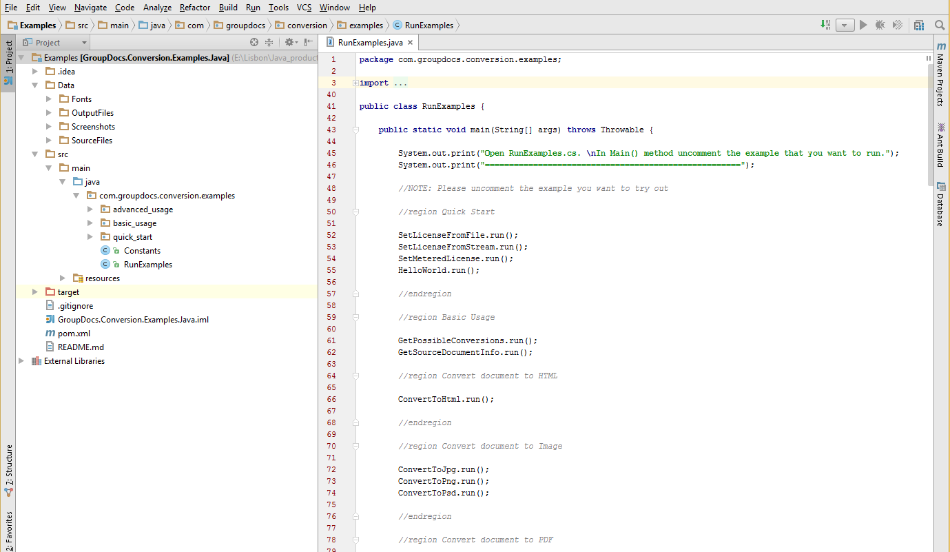 GroupDocs.Conversion for Java Examples in Eclipse IDE