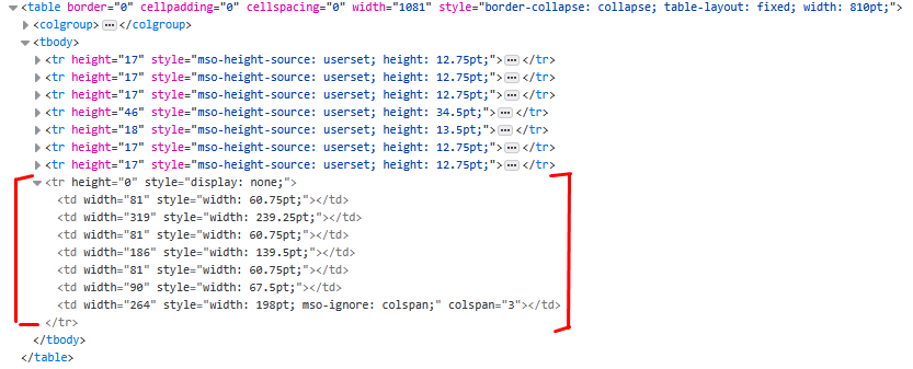 Bogus bottom empty row in produced HTML document as it can be seen in a browser debugger