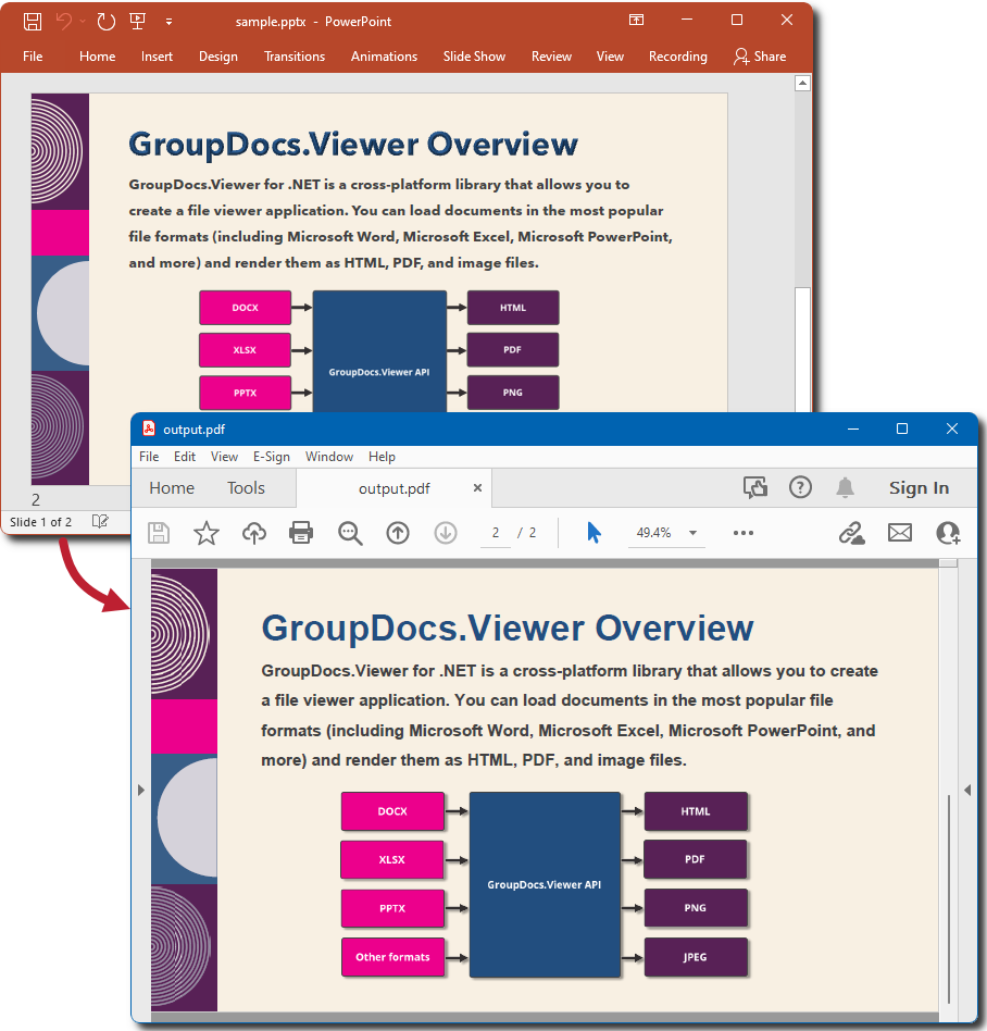 Render a presentation file to PDF