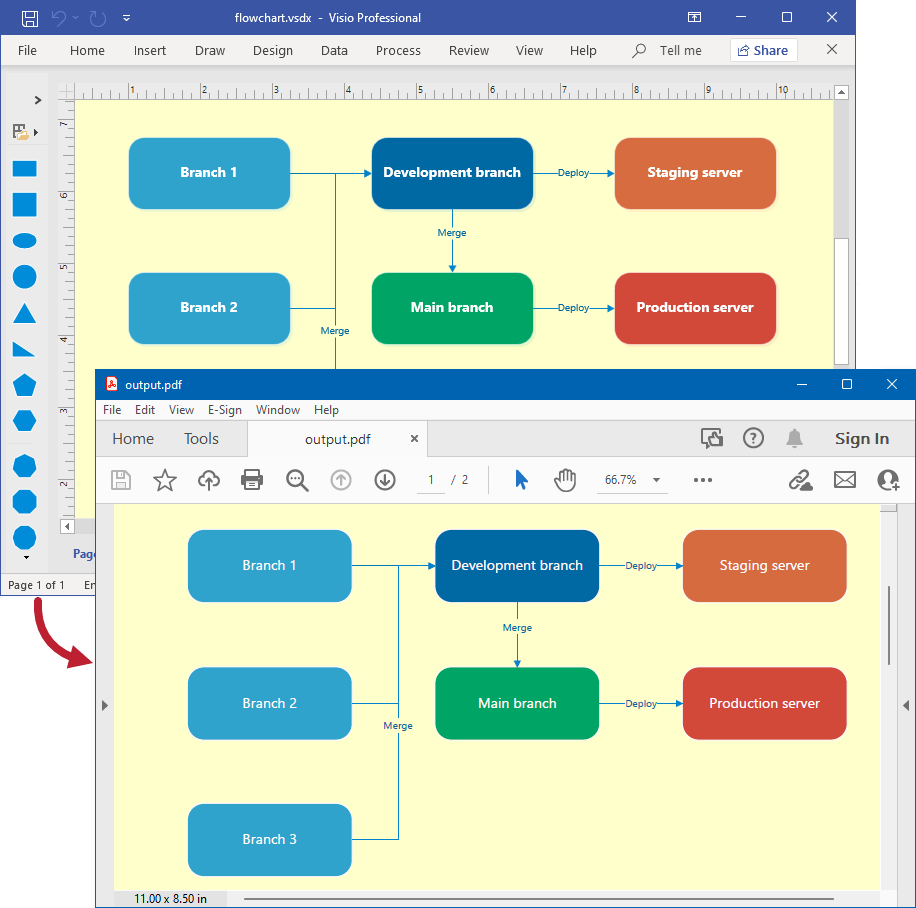 Render a Visio file to PDF